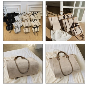 Detailed grid view showing various sizes and colors of the canvas tote bags
