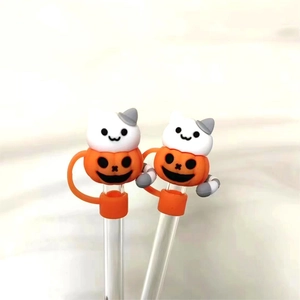 Süßer Halloween Kürbis-Katze Silikon Strohhalm Aufsatz 10mm Kappe für Partys