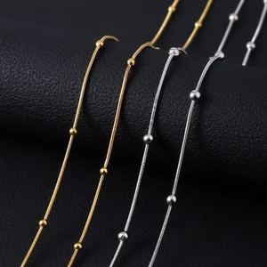 Minimalist 18K gold plated and silver stainless steel snake chain with metal beads