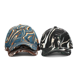 Colorful fluid texture baseball cap with psychedelic stripe pattern for summer outdoors