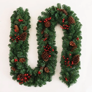 Artificial Christmas Garland With Natural Pinecones And Berries For Stair Railing Fireplace Mantel Home Holiday Decoration