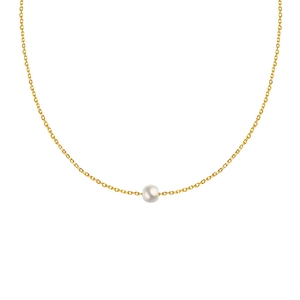 Minimalist 18K gold plated titanium choker necklace featuring a lustrous white pearl pendant