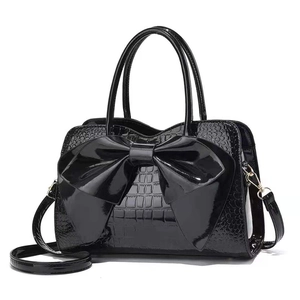 Women Fashion Handbag Crocodile Pattern PU Leather Large Bow Shoulder Crossbody Bag Elegant Top Handle Purse For Daily Travel
