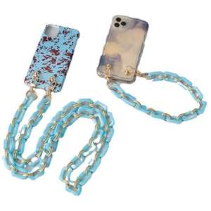 Fashionable acrylic resin chain straps with mixed gold links for women handbags and mobile phones