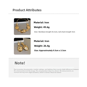 Detailed size and weight specs for gold-tone pleated necklace and earrings set