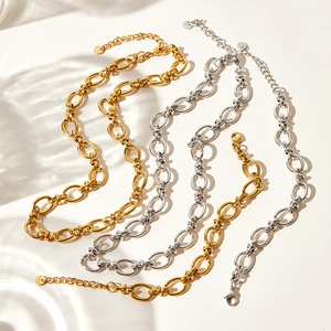 Gold and silver stainless steel layered chain necklaces with lobster clasp and S925 tag