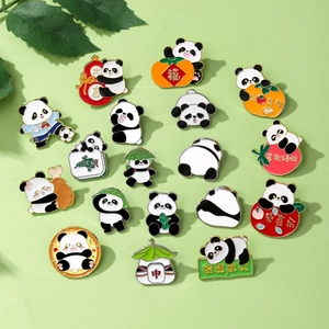 Cute Cartoon Panda Enamel Brooch Pins Kawaii Animal Zinc Alloy Drip Oil Badges Fashion Jewelry Accessories For Bags Clothing