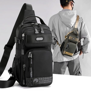 Men Chest Bag Waterproof Nylon Sling Crossbody Pack Multi Pocket Lightweight Tactical Casual Travel Shoulder Bag Outdoors