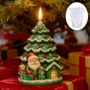Moule en silicone 3D père Noël et sapin pour fabrication de bougies et savons de Noël