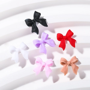 3D matte resin bow nail charms in six colors for professional DIY nail art decoration
