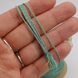 1mm hand-twisted blue and gold cord for jewelry making and DIY handicraft projects