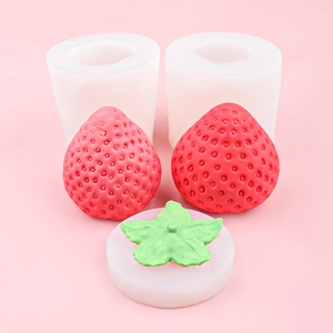 3D strawberry silicone molds for DIY scented candles, soap, and handmade crafts