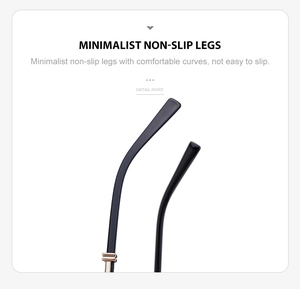 Detailed macro view of minimalist non-slip sunglasses legs with premium metal hinges