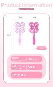 Detailed size chart showing dimensions of the clover hollow hairbrush with measurements
