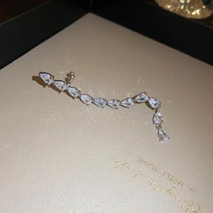 Wassertropfen Zirkon Ohrklemme Crawler Ohrringe Mit Silbernem Ohrstecker Kupfer Wellenlinie Mode Schmuck Für Damen