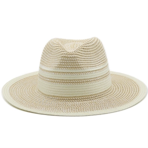 Faltbarer zweifarbiger Strohpanama-Hut als Sonnenschutz mit breitem Fedora-Design