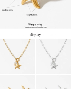 Detailed dimensions of 316L stainless steel starfish pendant with pearl accents