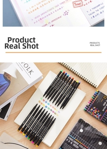 Macro view of 0.4mm fine tip color pens set for detailed drawing and note-taking