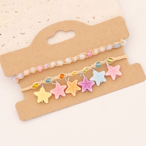 Bracelets de cheville tressés style bohème avec breloques étoiles de mer colorées