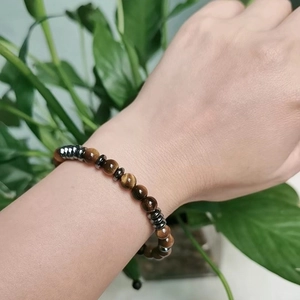 To My Son Morse Code bracelet with natural tiger eye beads and hematite stones