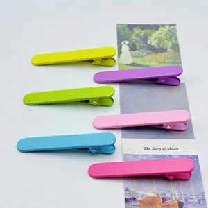 Colorful 6cm solid duckbill hair clips set in matte finish for DIY styling