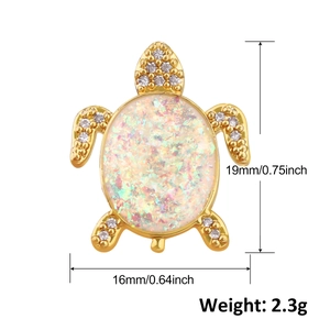 Détails du pendentif tortue en opale avec dimensions de 19mm par 16mm