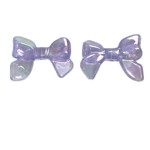 Luminous purple iridescent resin ribbon bow beads for DIY jewelry and phone charms