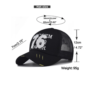 Spécifications de taille pour la casquette de baseball vintage avec broderie 76