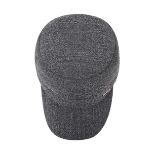 Men's winter thick heather grey cadet cap with warm ear protection and metal logo