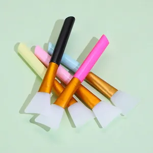 Multi-colored silicone face mask brushes with soft fan heads and colorful plastic handles