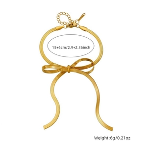 Gold-plated stainless steel snake chain bracelet tied in a bow shape with lobster clasp