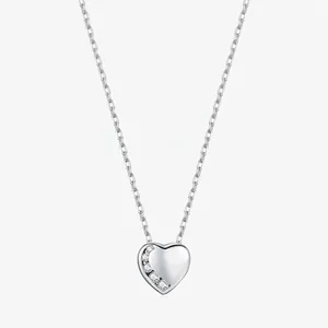 Collana Con Ciondolo A Cuore In Argento Sterling 925 Con Zirconi Chiari Incastonati Catena Da Clavicola Regalo Elegante
