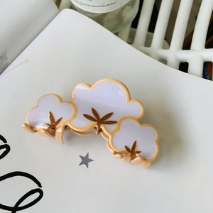 Cloud-shaped acrylic claw clip with purple and white tones for women hair styling