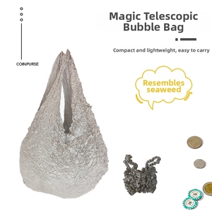 Detail showing the expandable bubble fabric and compact storage of the magic stretch bag