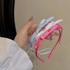 Satin Bow Headband Slim Thin Hair Hoop Sweet Elegant Fabric Handmade Hair Accessories For Women Girls