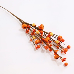 Close-up of autumn pumpkin berry stems for Halloween and Thanksgiving decor