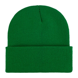 Solid bright green acrylic knit beanie for winter outdoor warmth and protection