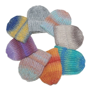 Women gradient tie-dye knit beanies in 8 colors with soft plush mohair texture