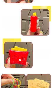 Détails de l'arrière d'un porte-clés frites avec haut-parleur et structure 3D