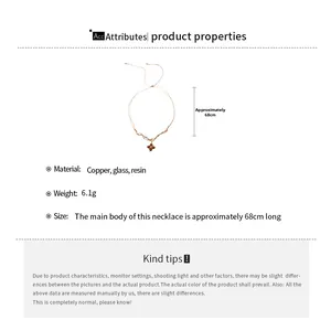 Detail view of flower pendant necklace with 68cm length and material specifications
