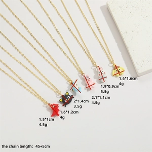 Cartoon animal pendant necklaces in gold finish with cute dinosaur and rabbit charms
