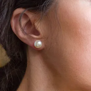 Boucles Oreilles Puces Künstliche Perles Imitation Rondes Acier Inoxydable 316L Bijoux Minimalistes Pour Femmes Tailles Diverses