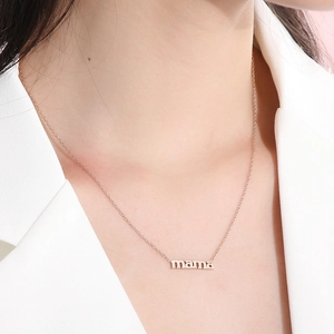 Elegant gold plated stainless steel necklace featuring a MAMA letter pendant for women