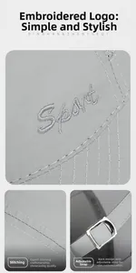 Detail view of sport cap stitching and adjustable metal buckle on back strap