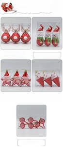 Detail of Christmas ornament set featuring reindeer, snowman, and candy cane shapes
