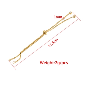 Adjustable golden stainless steel box chain for DIY jewelry making with dimensions