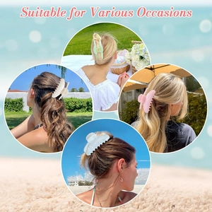 Elegant marble pattern hair claw clips in pastel jelly colors for various hair styles