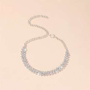 Sparkling silver multi-layer choker necklace with zircon rhinestones for women