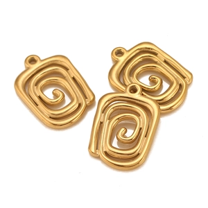Stainless Steel Square Spiral Hollow Pendant DIY Jewelry Making Findings Geometric Vortex Design Vacuum Plated Charm