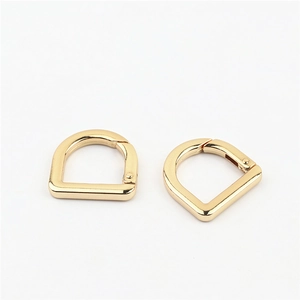Polished bright gold D-ring spring clips for handbags and leather accessories